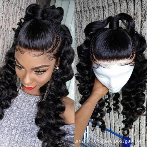 Raw Brazilian Virgin Human Hair Loose Wave Hd Full Lace Front Wig Cheap Remy Hair Transparent Lace Frontal Wig For Black Women